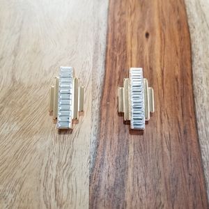 Stella Valle Art Deco Swarovski 14k Gold Earrings